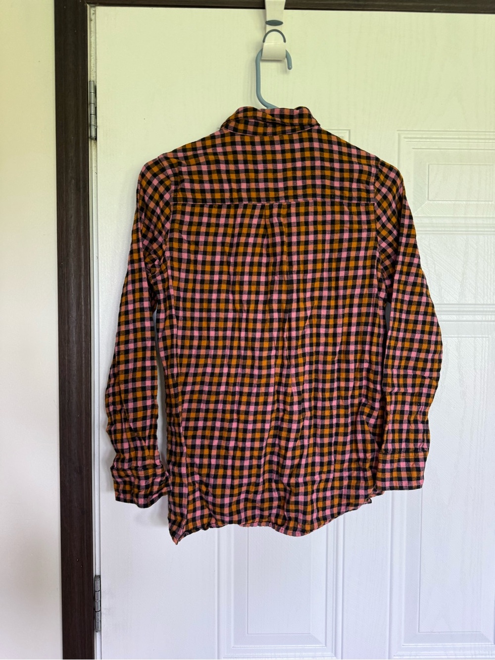2 for $20 sale: Old Navy Pink, Orange & Black checkered Button-Down Shirt - Picture 4 of 4